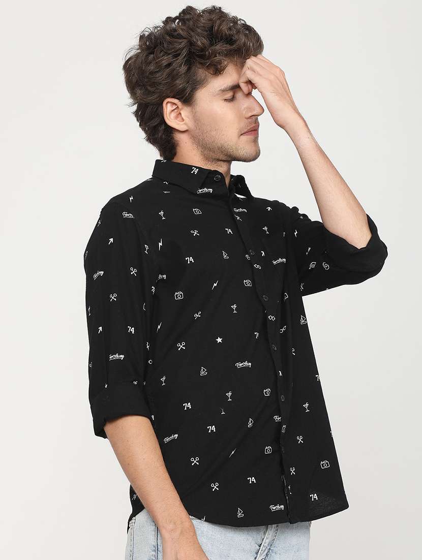 men collared printed casual shirt - 21487607 - Standard Image - 2