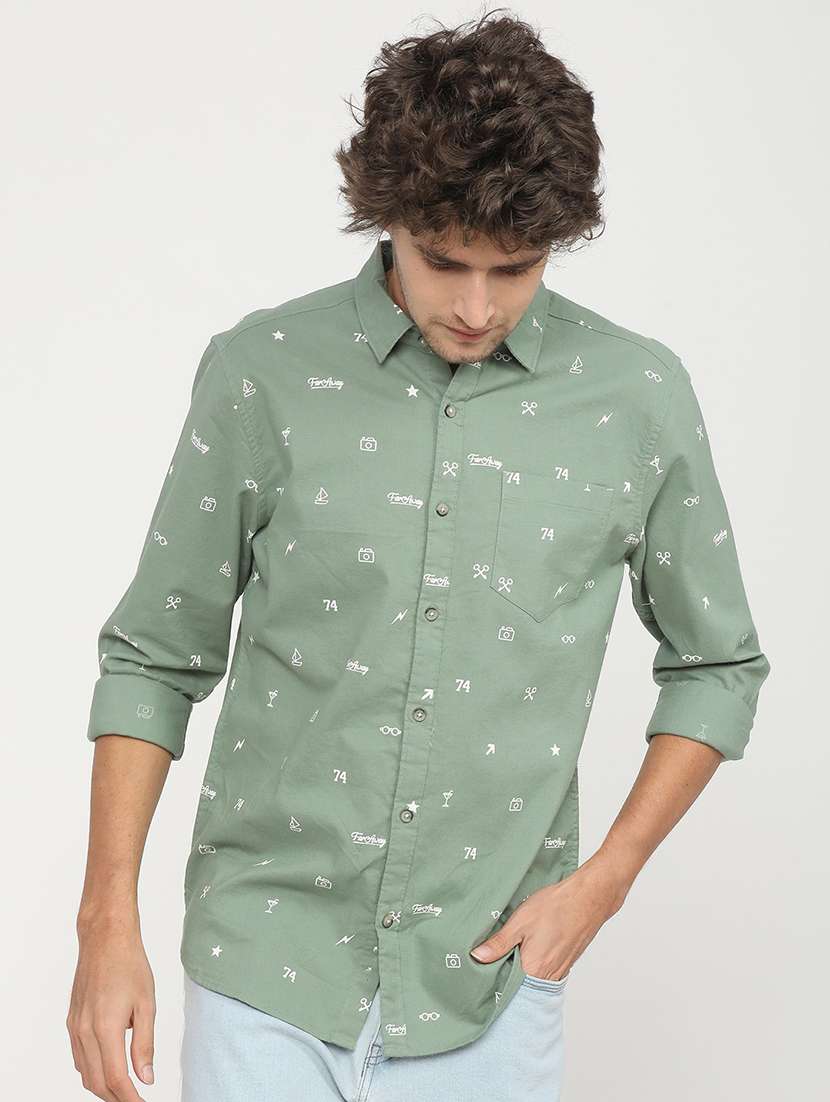 men collared printed casual shirt