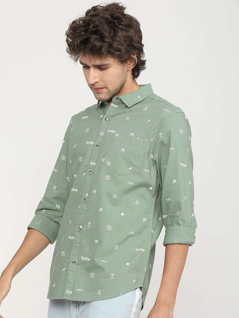 men collared printed casual shirt - 21487608 - Standard Image - 2