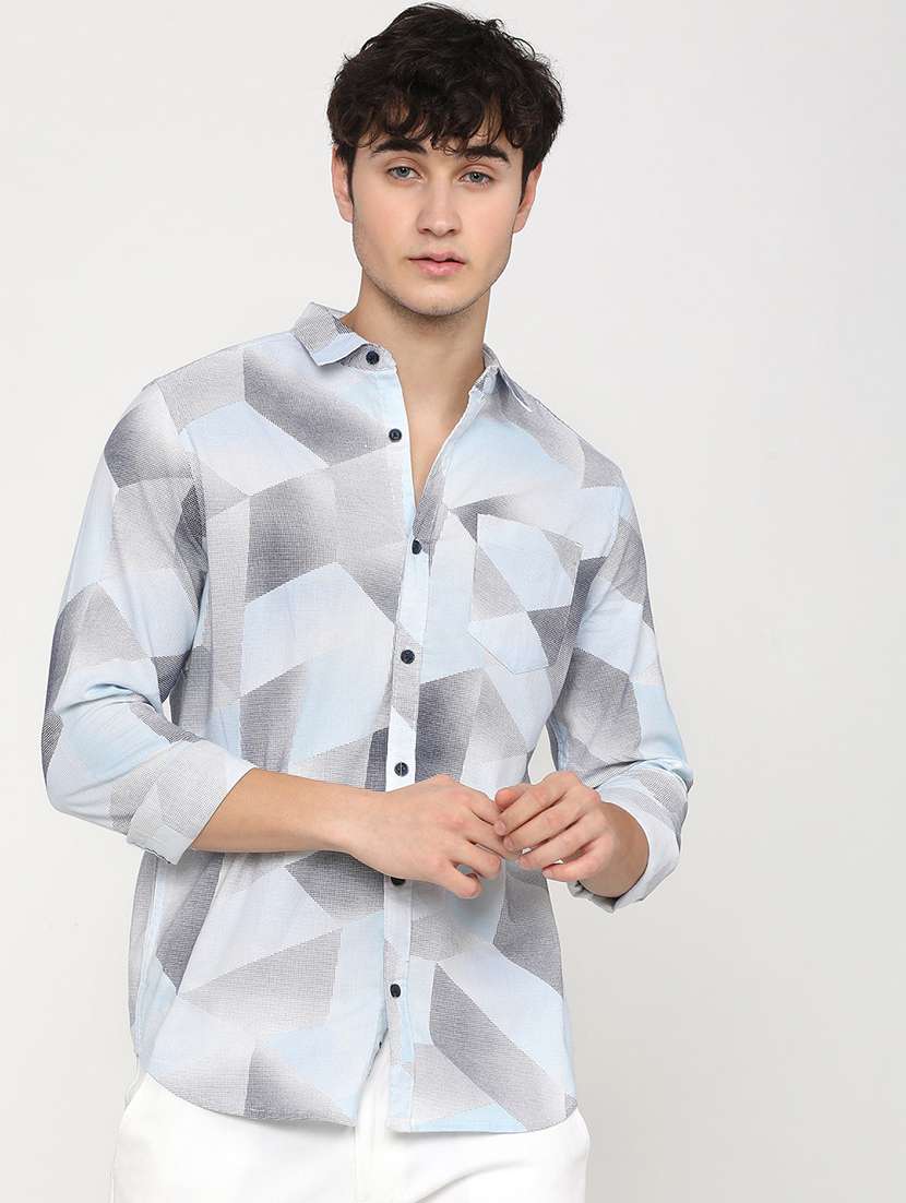 men collared printed casual shirt