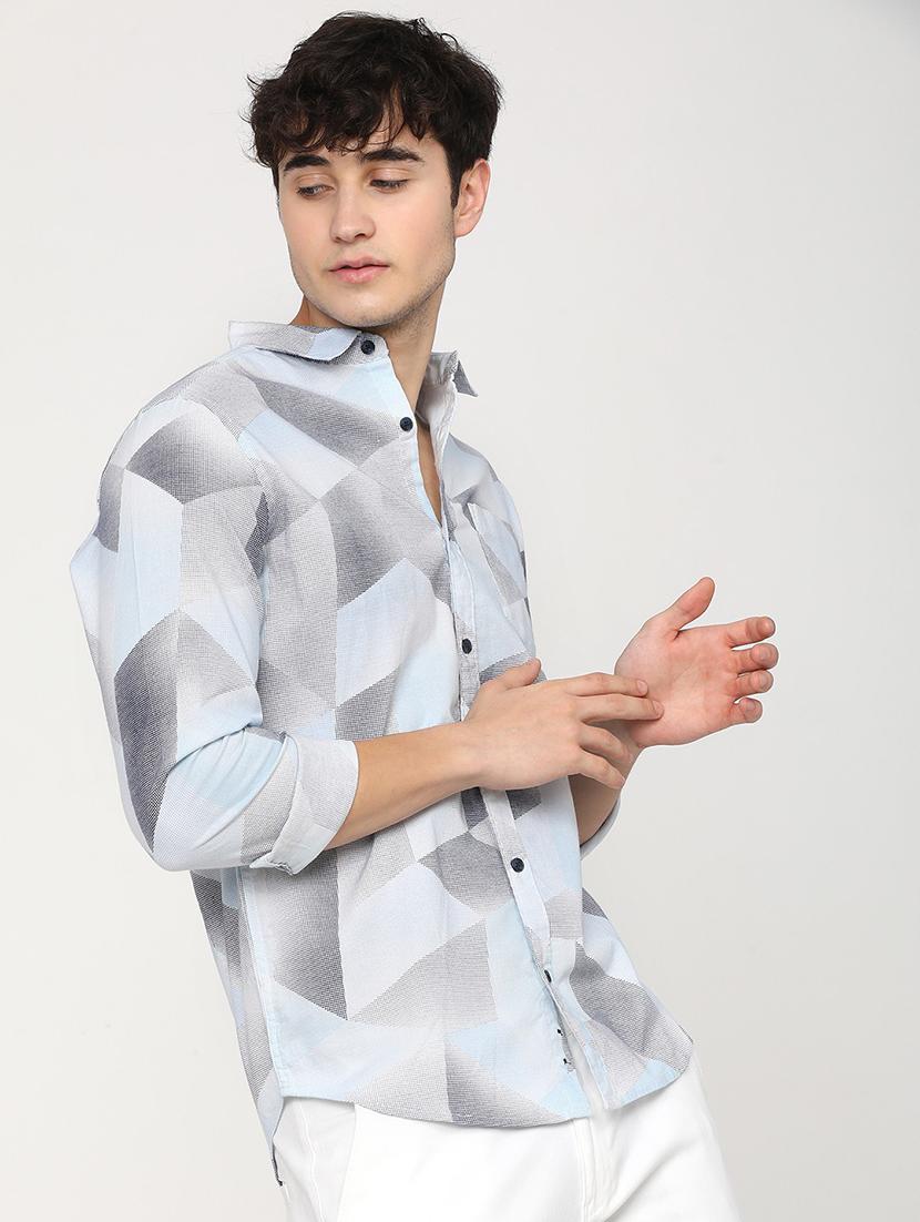men collared printed casual shirt - 21487622 - Standard Image - 2