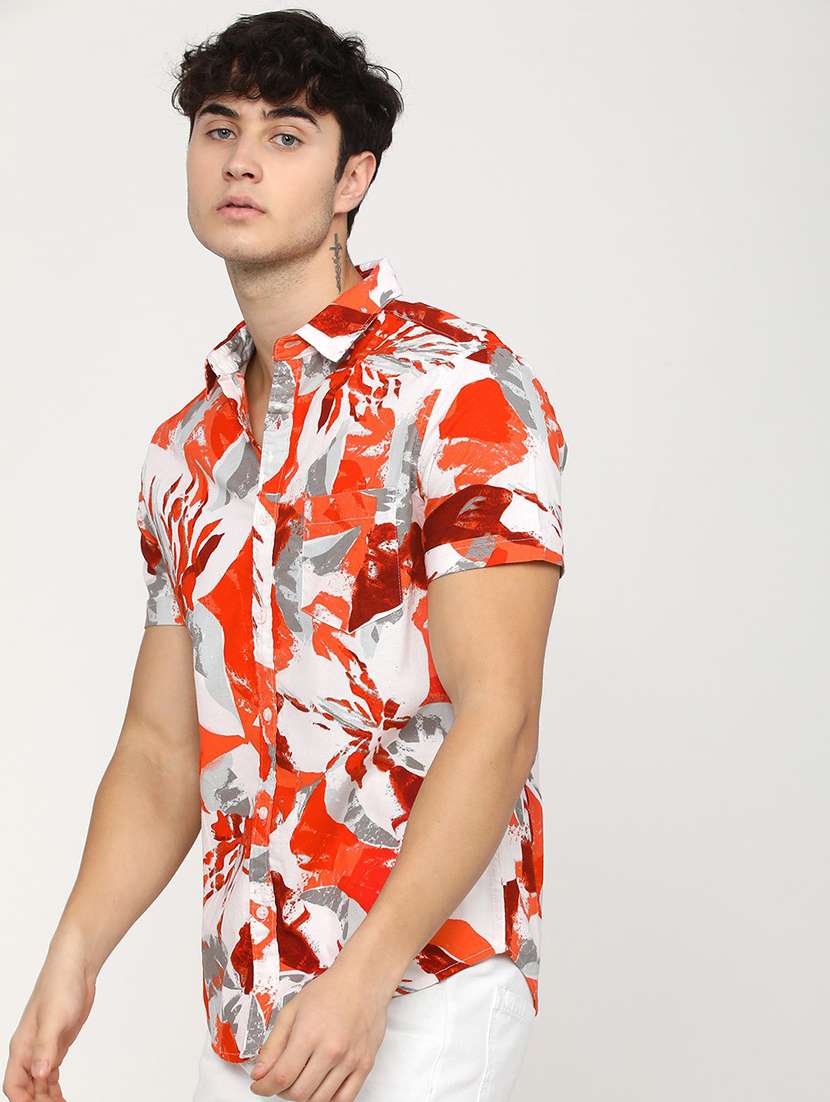 men collared printed casual shirt - 21487624 -  Standard Image - 2