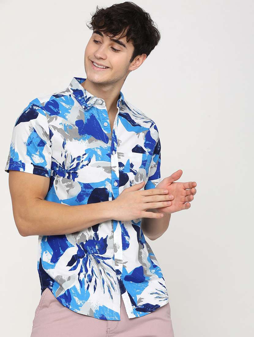 men collared printed casual shirt - 21487625 -  Standard Image - 2
