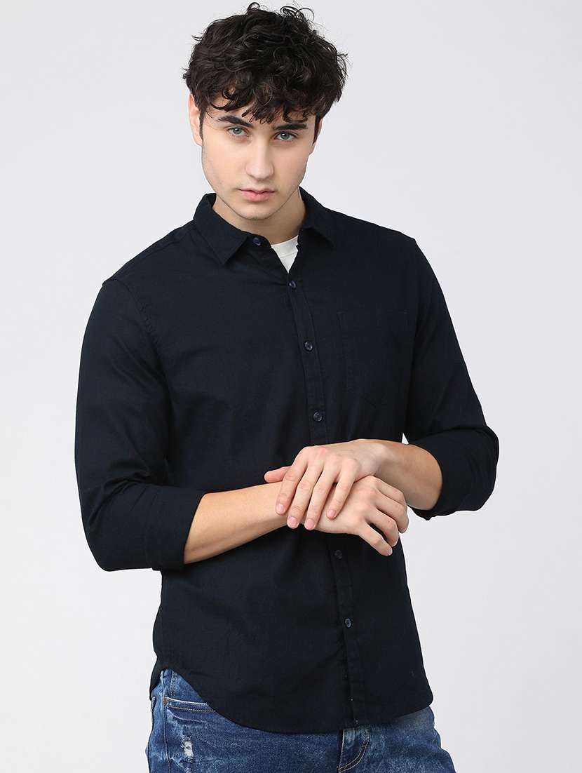 men collared solid casual shirt - 21487631 - Standard Image - 2