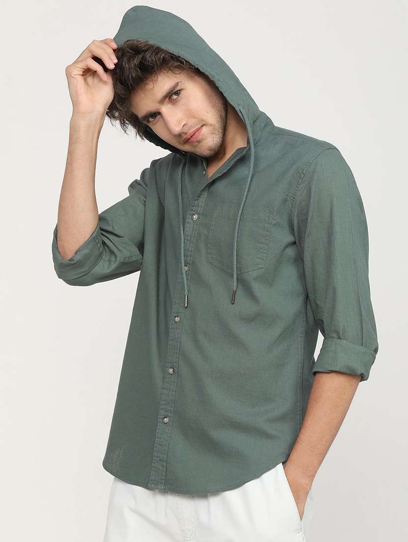 women hooded solid casual shirt - 21487653 -  Standard Image - 2