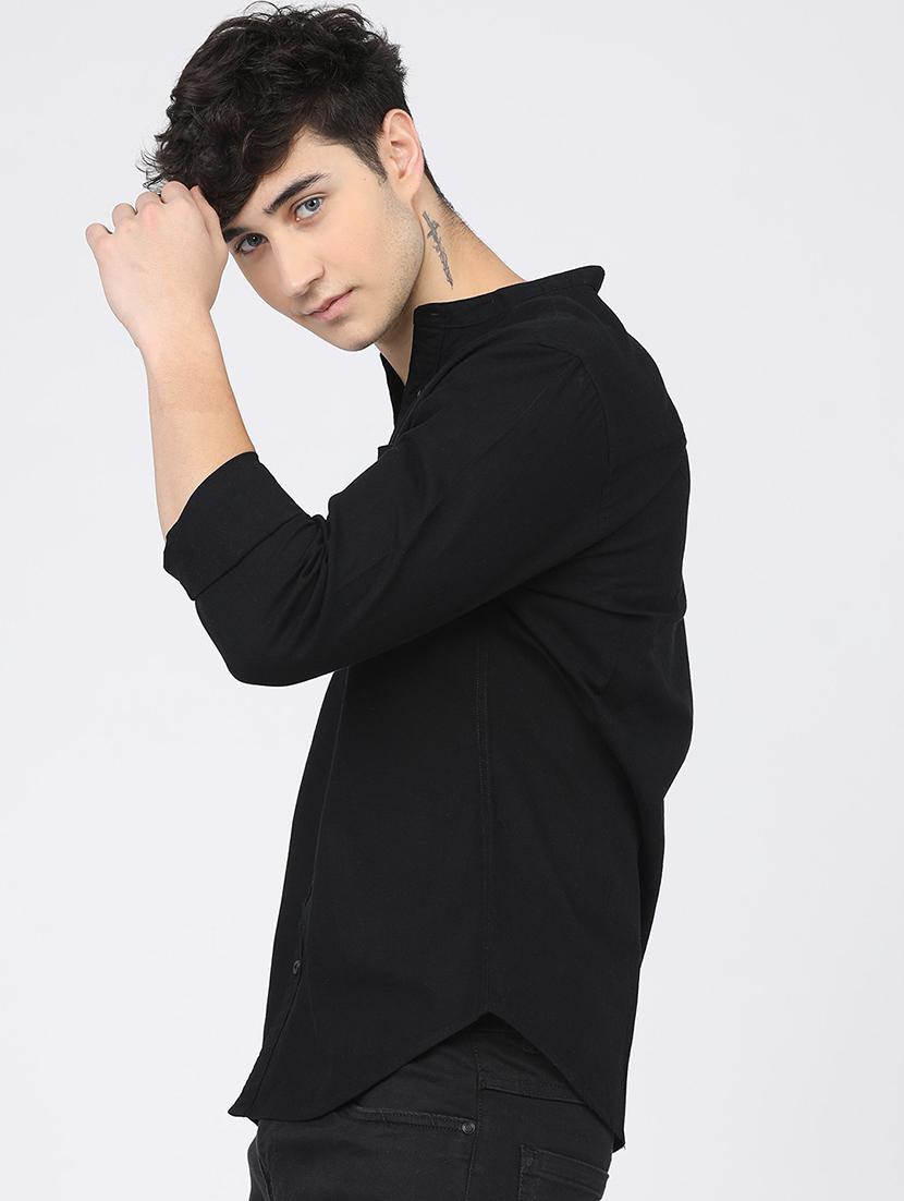 men mandrain neck long sleeves casual shirt - 21487665 - Standard Image - 2