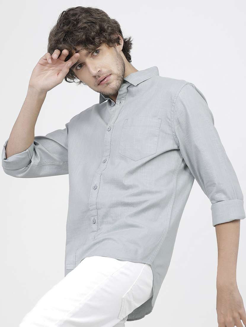 men solids long sleeves casual shirts - 21487766 -  Standard Image - 2