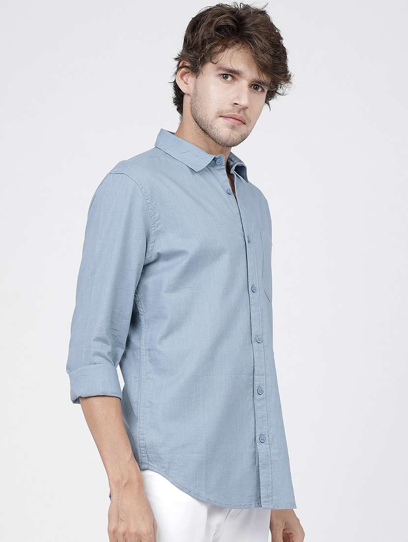 men solid long sleeve casual shirts - 21487769 -  Standard Image - 2