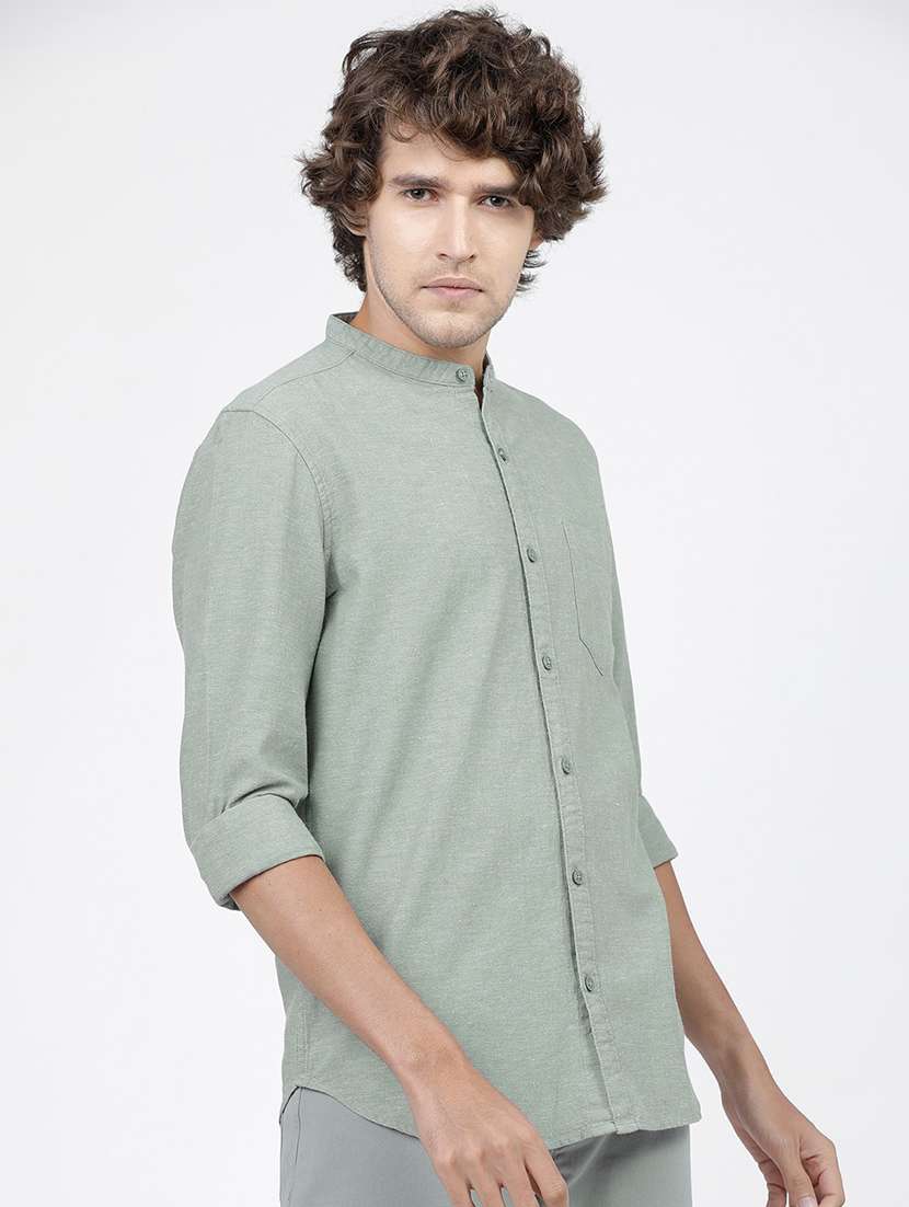 men long sleeved solid casual shirt - 21487795 -  Standard Image - 2