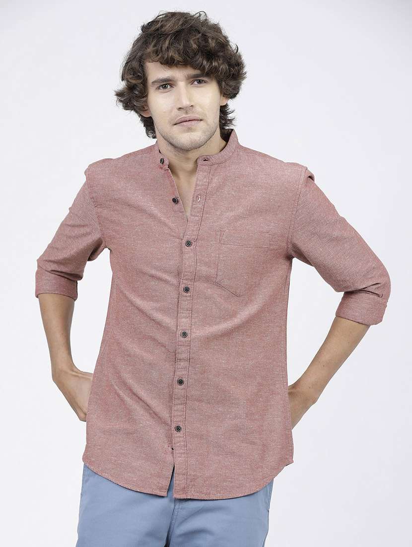 men long sleeved solid casual shirt