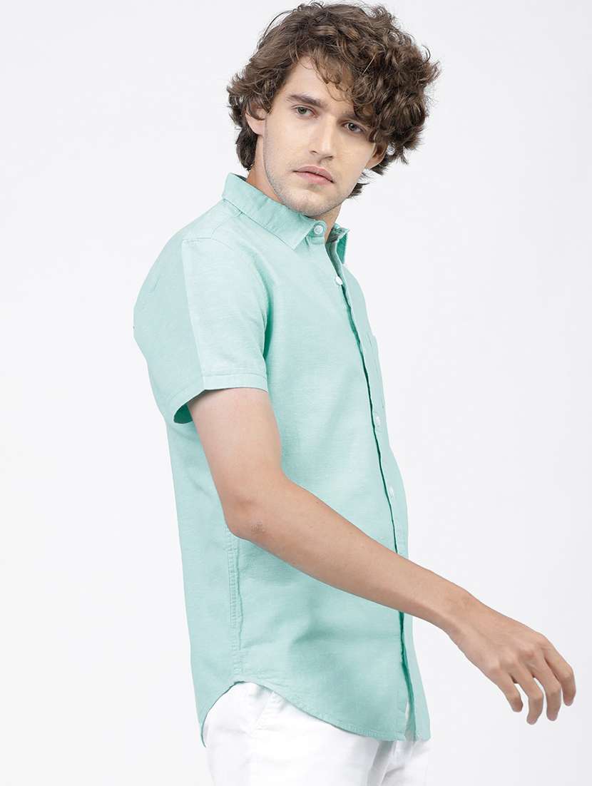 men short sleeved solid casual shirt - 21487797 -  Standard Image - 2
