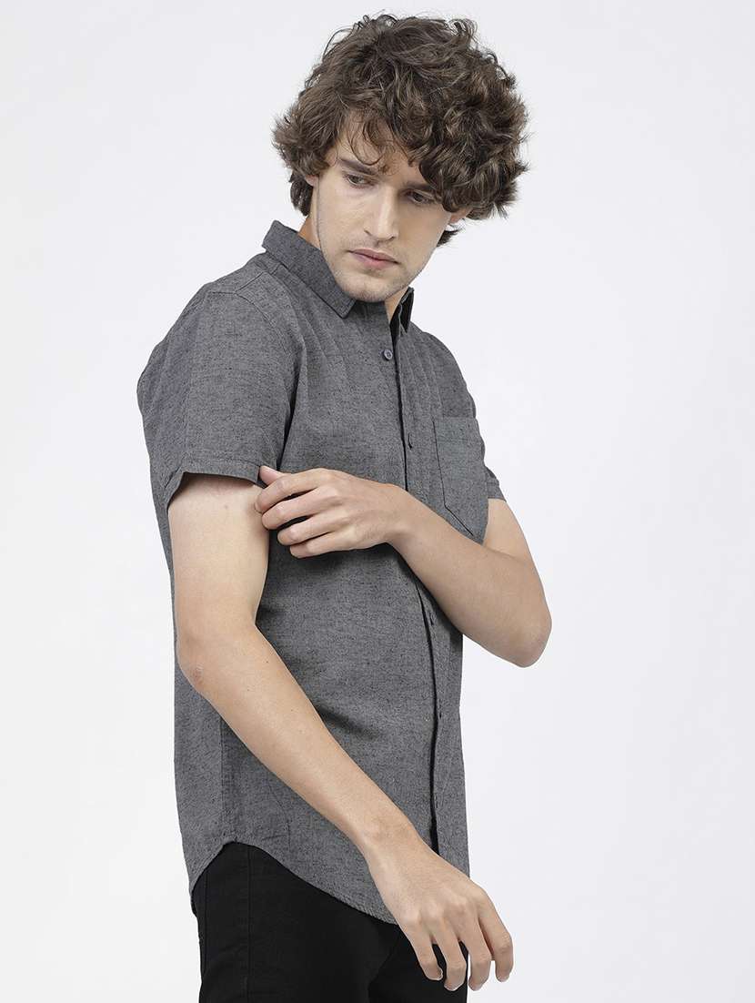 men short sleeved solid casual shirt - 21487799 -  Standard Image - 2