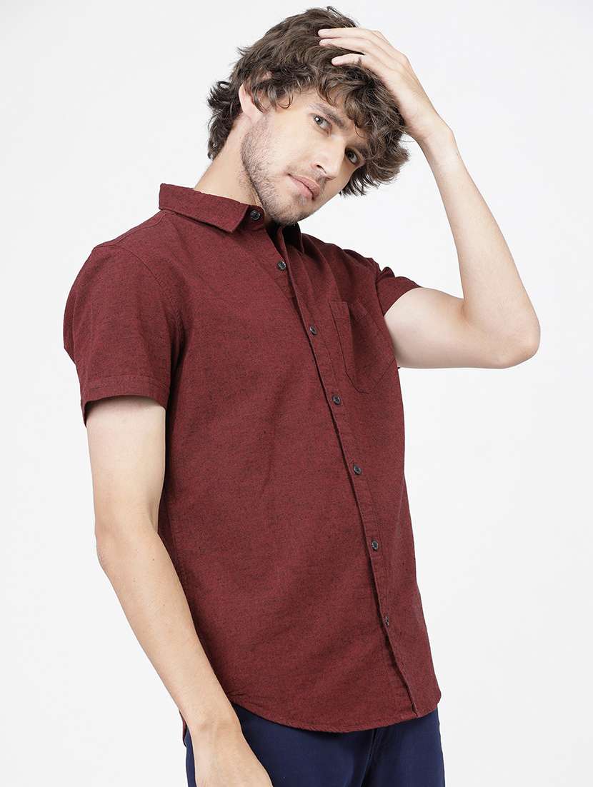 men short sleeved solid casual shirt - 21487801 -  Standard Image - 2