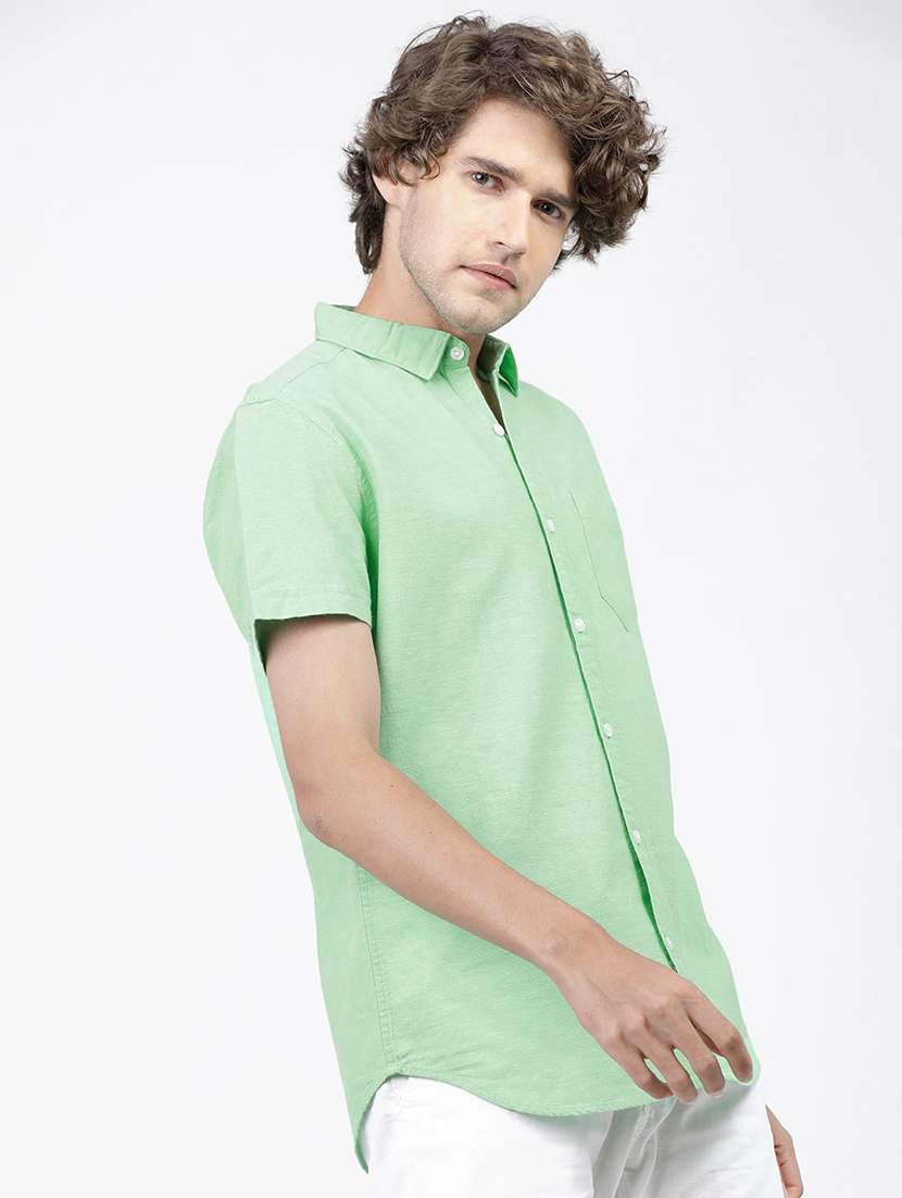 men short sleeved solid casual shirt - 21487804 -  Standard Image - 2