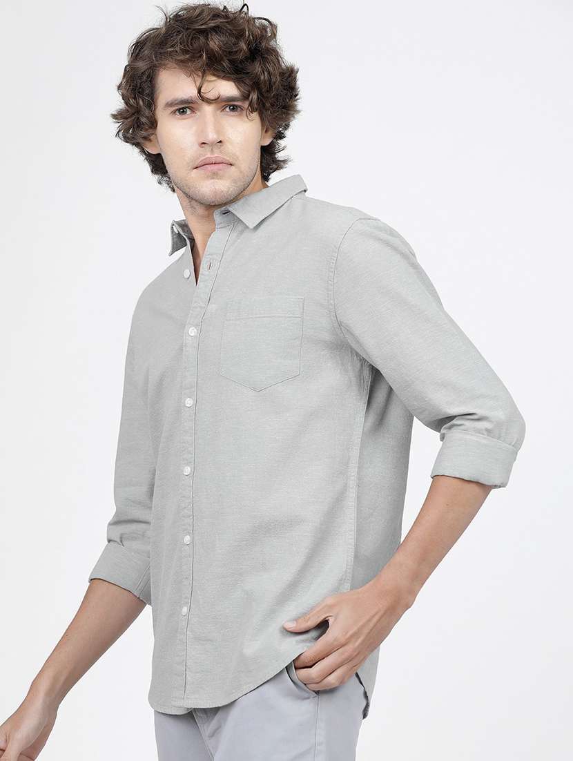 men solid collared casual wear shirt - 21487808 -  Standard Image - 2