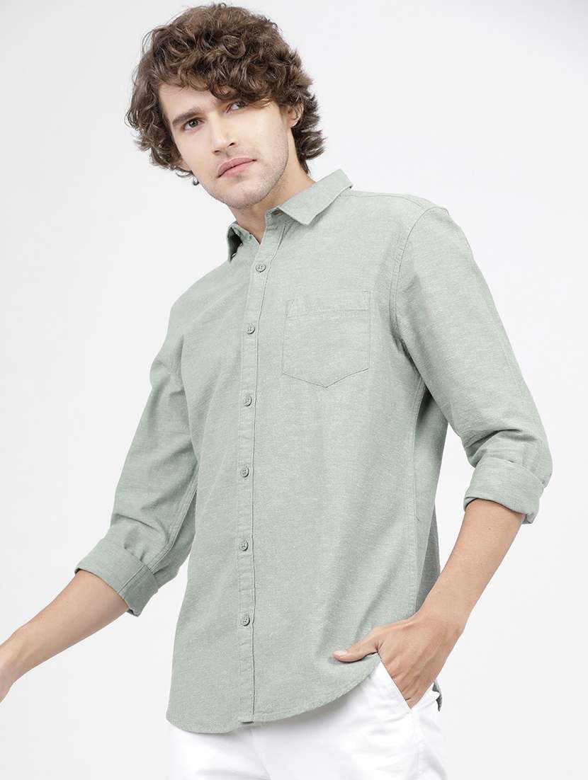 men solid collared casual wear shirt - 21487809 -  Standard Image - 2