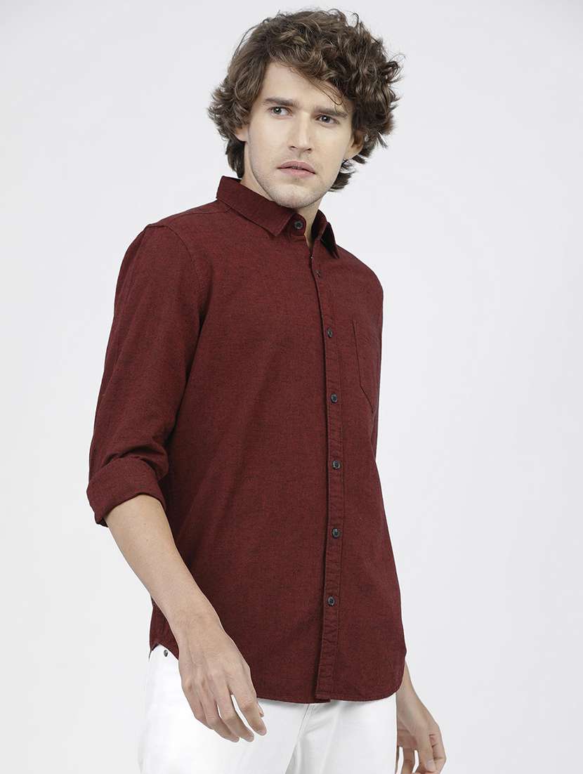 men solid collared casual wear shirt - 21487829 -  Standard Image - 2