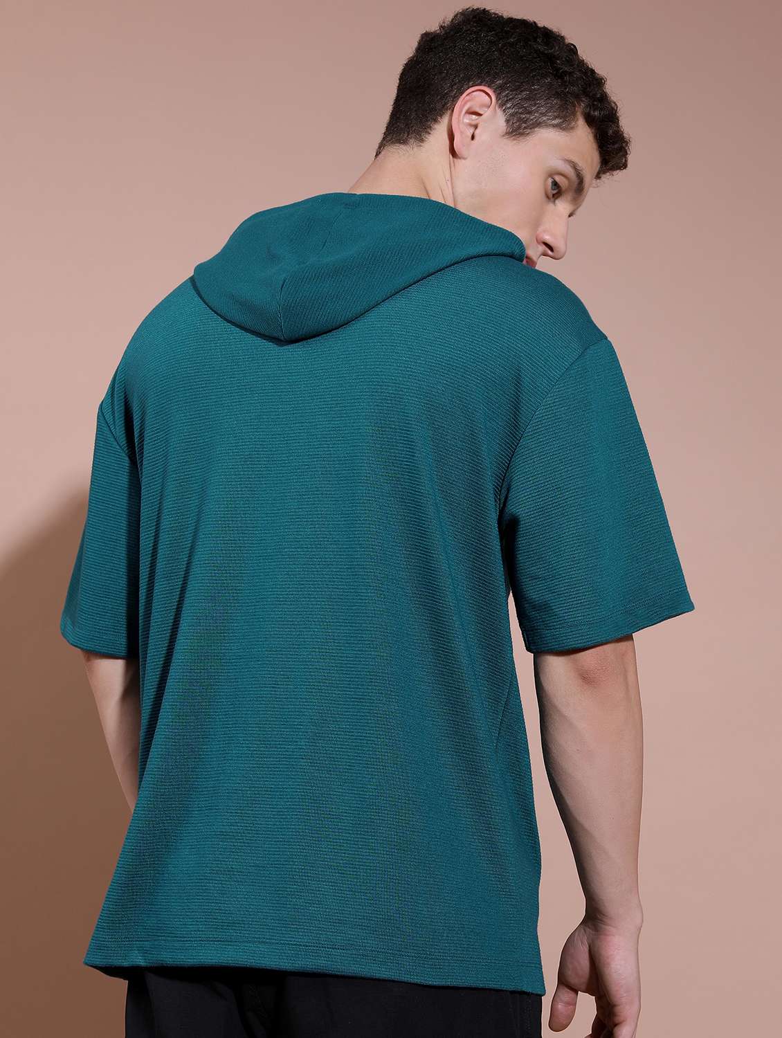 men hooded neck plain t-shirt - 21487889 -  Standard Image - 2