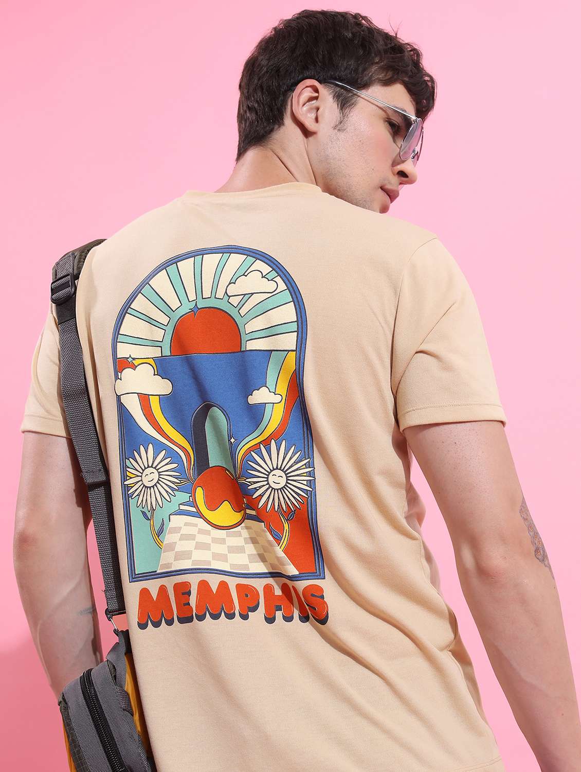 men round neck front & back print t-shirt - 21487900 -  Standard Image - 2