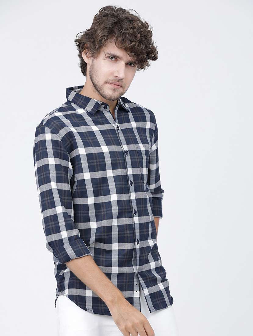 men long sleeved checkered casual shirt - 21487944 -  Standard Image - 2