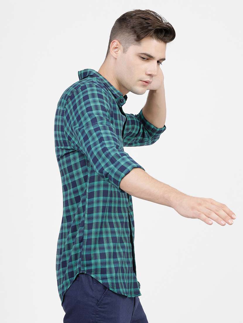 men long sleeved checkered casual shirt - 21487948 - Standard Image - 2