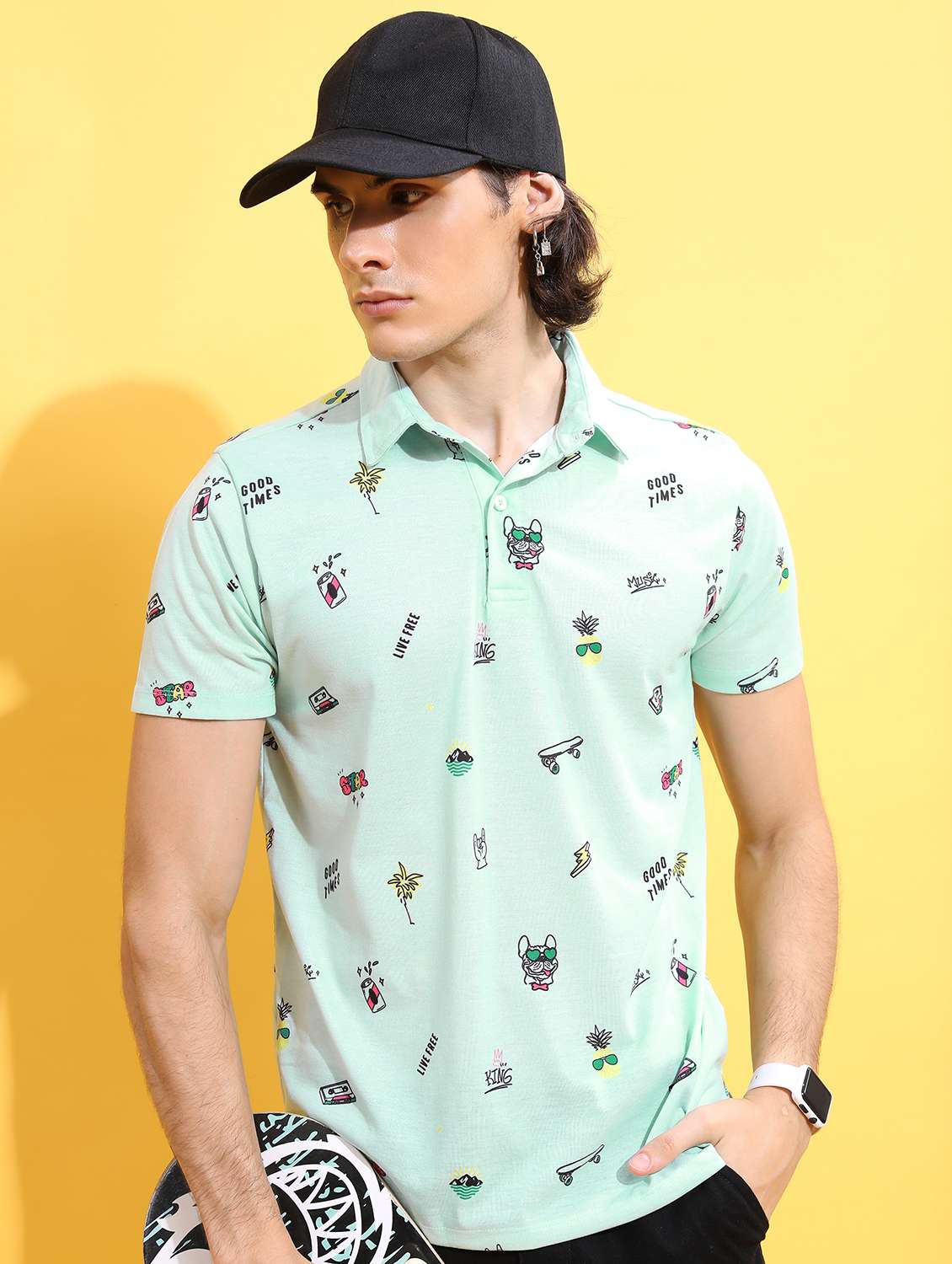 men polo neck printed t-shirt