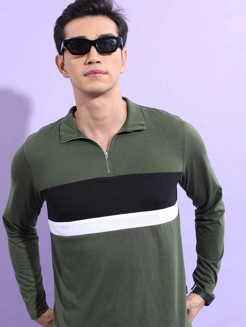 men polo neck color block t-shirt - 21487997 -  Standard Image - 0