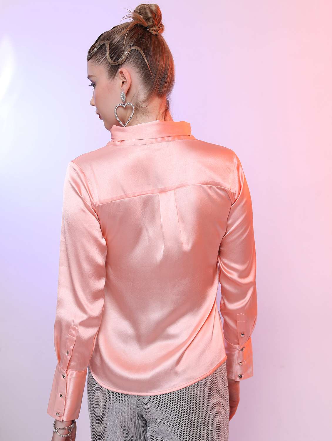 women peach cotton blend regular top - 21488086 -  Standard Image - 2