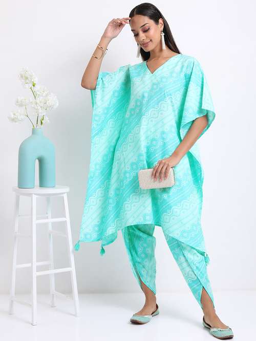 women bandhani printed kaftan set - 21488145 - Standard Image - 0
