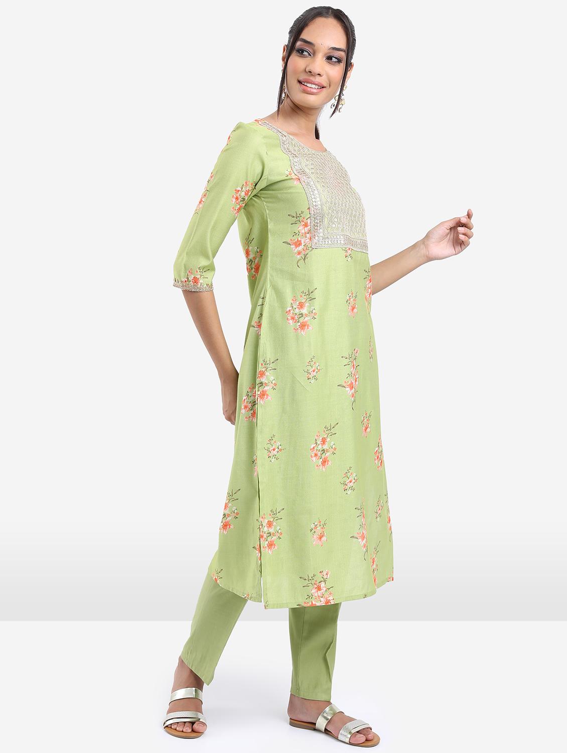 women neo mint kurta pant set with dupatta - 21488147 - Standard Image - 2