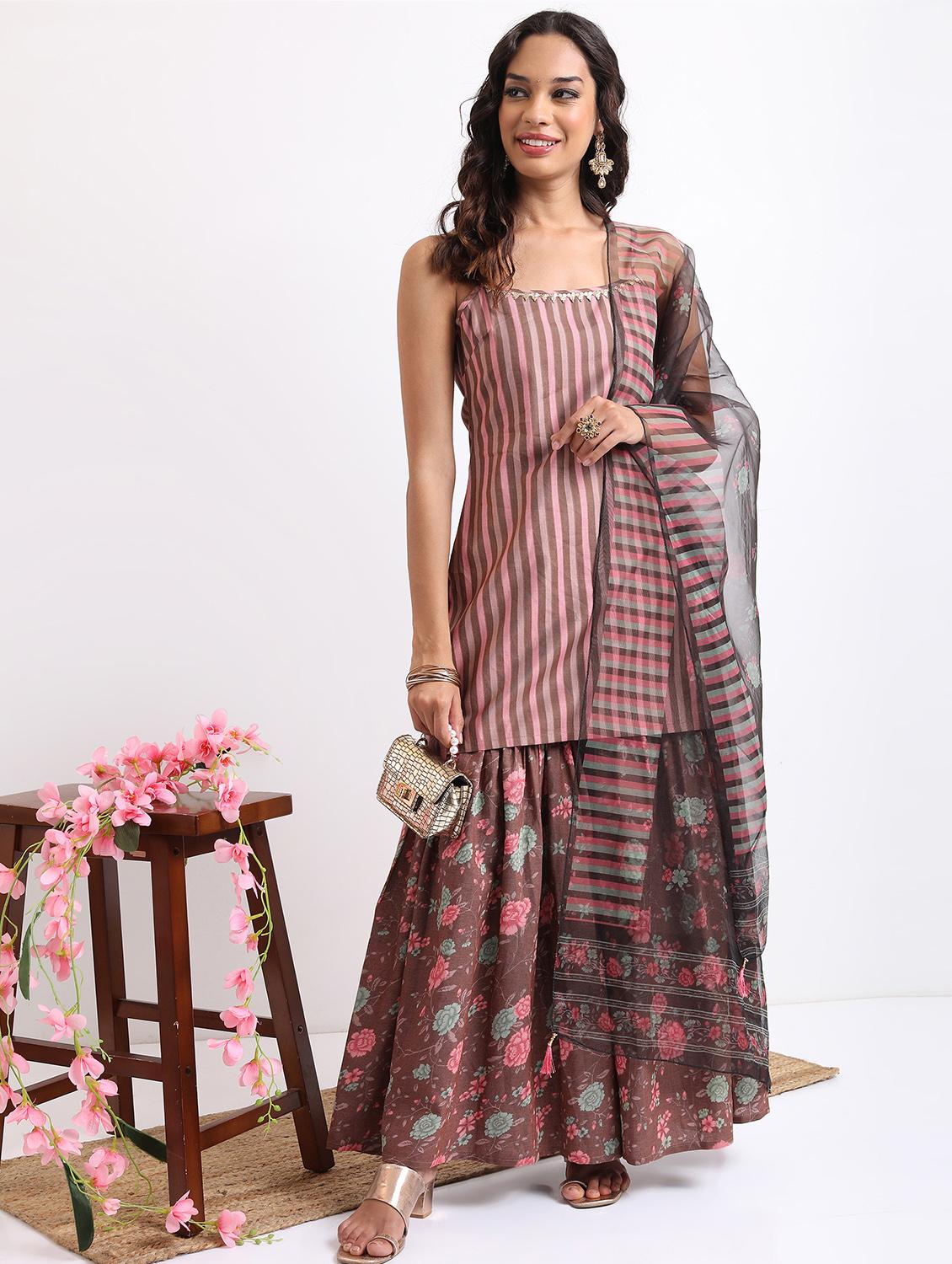 women kurta sharara set with dupatta