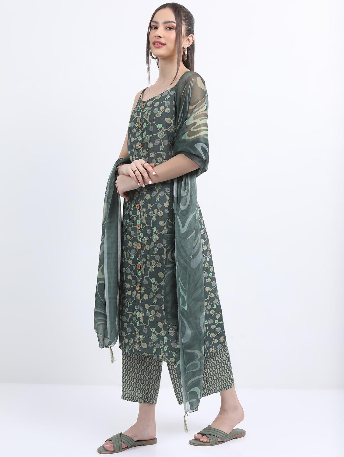 women printed kurta palazzo set with dupatta - 21488173 - Standard Image - 2