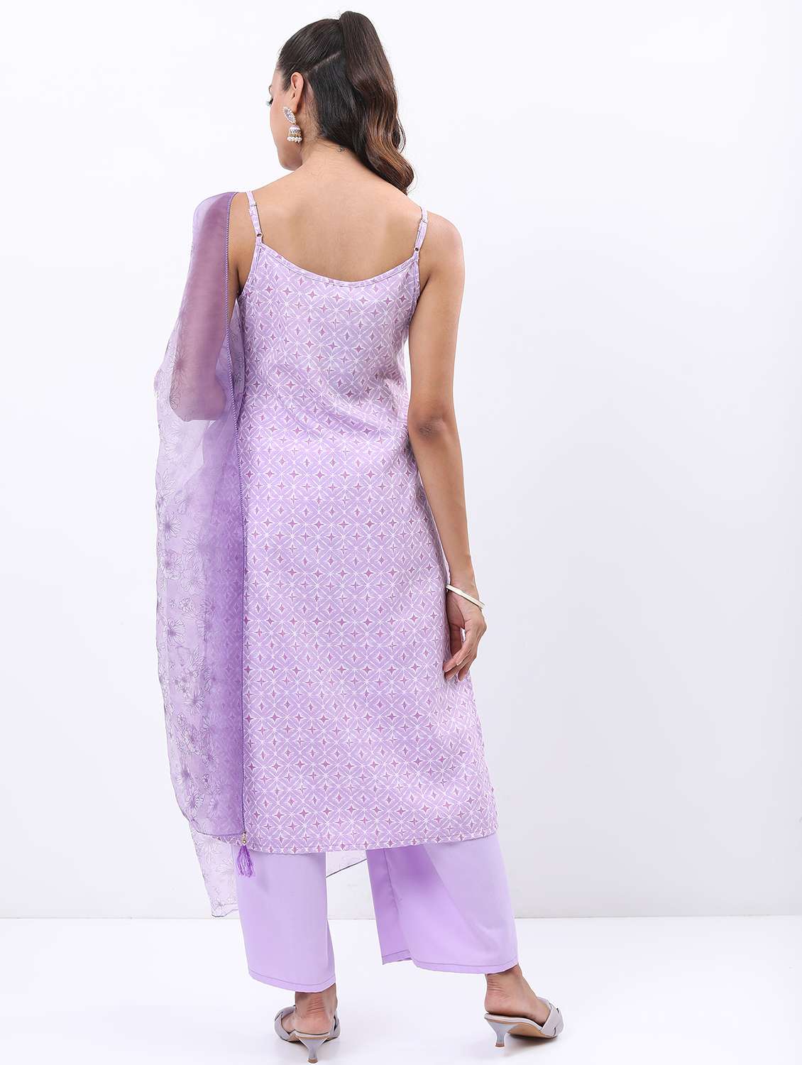 women lavender printed kurta palazzo set with dupatta - 21488178 -  Standard Image - 2