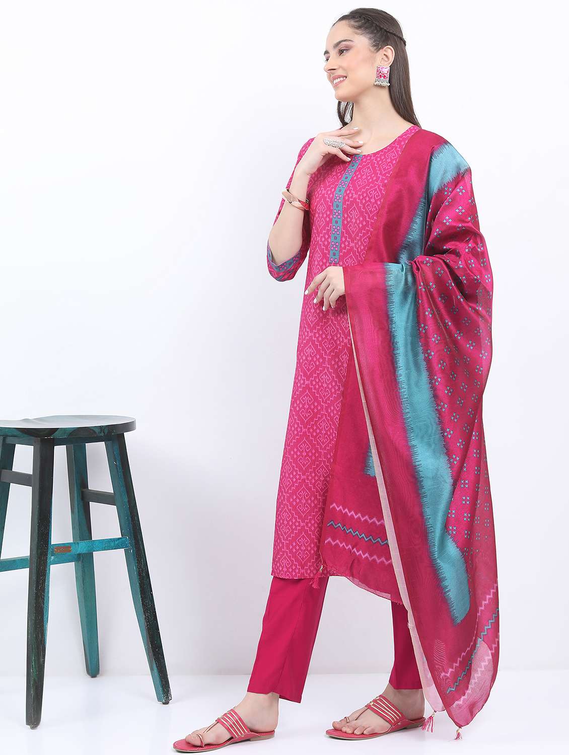 women pink kurta pant set with dupatta - 21488188 -  Standard Image - 2