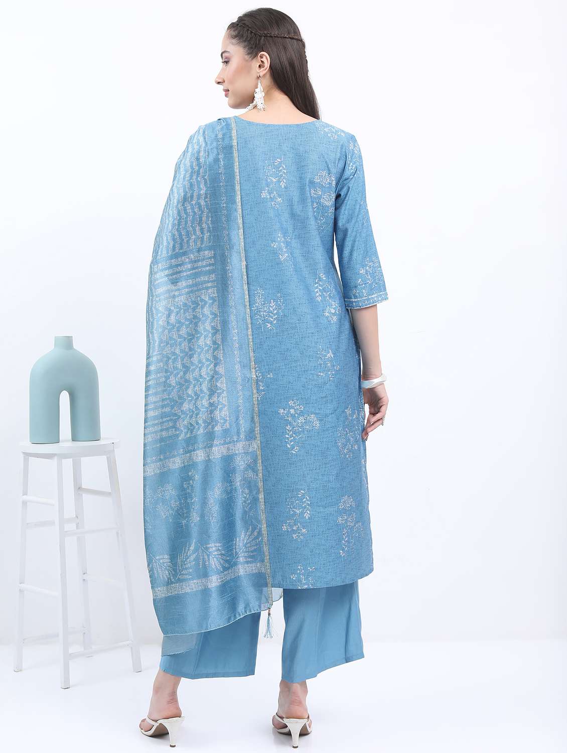women light blue kurta palazzo set with dupatta - 21488192 -  Standard Image - 2