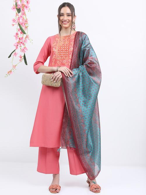 women self design kurta palazzo set with dupatta - 21488221 - Standard Image - 0