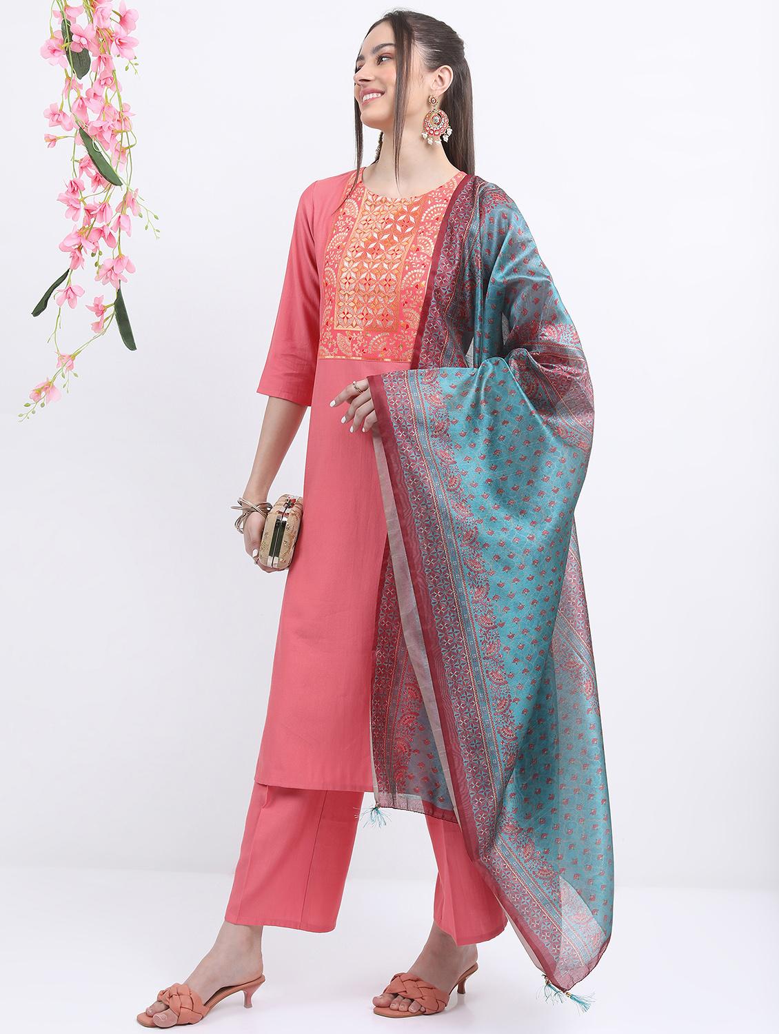 women self design kurta palazzo set with dupatta - 21488221 - Standard Image - 2