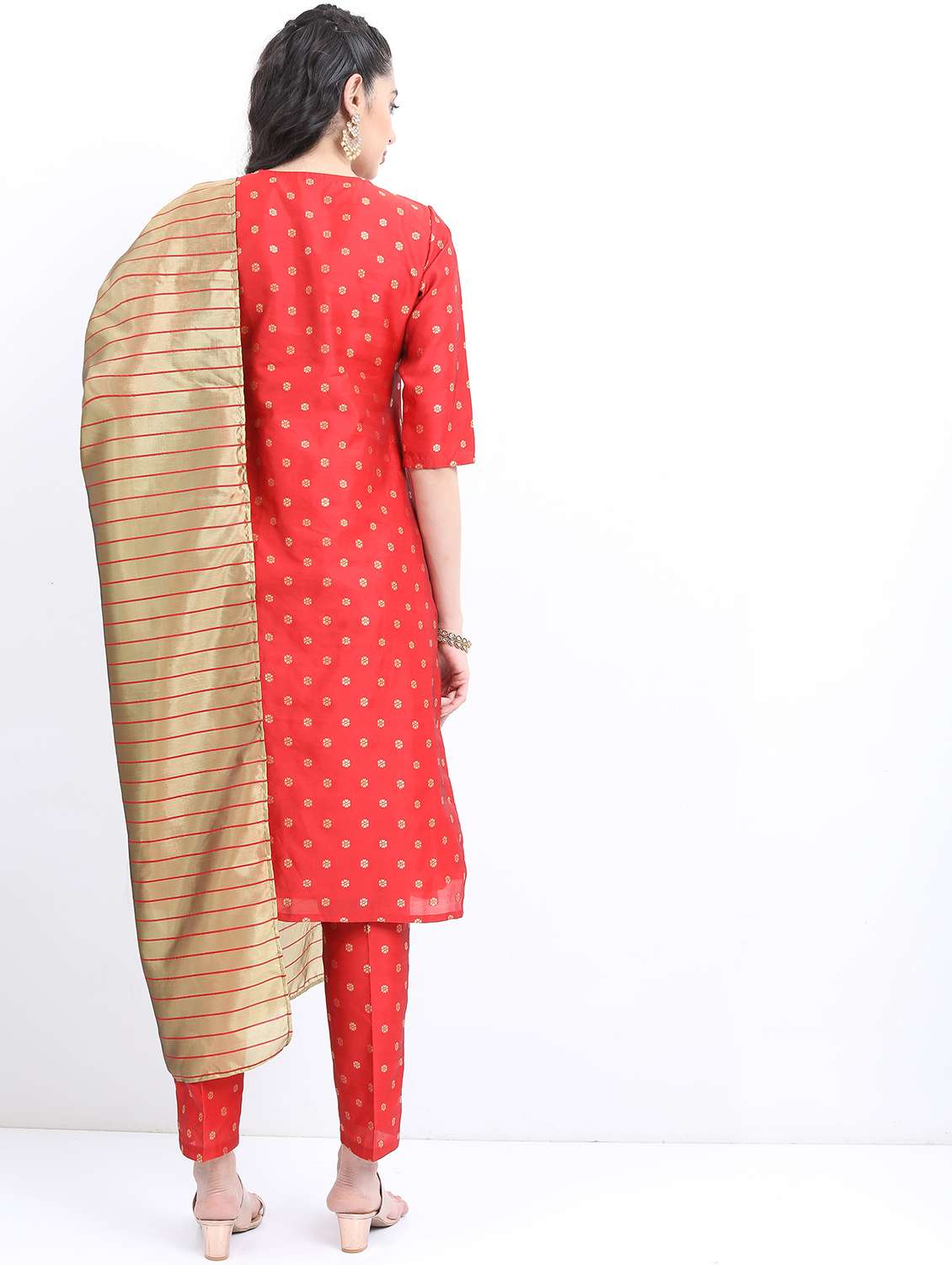 red gold printed kurta pant set - 21488247 -  Standard Image - 2