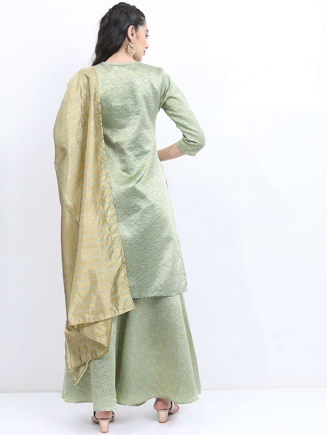 women green kurta palazzo set with dupatta - 21488276 -  Standard Image - 2