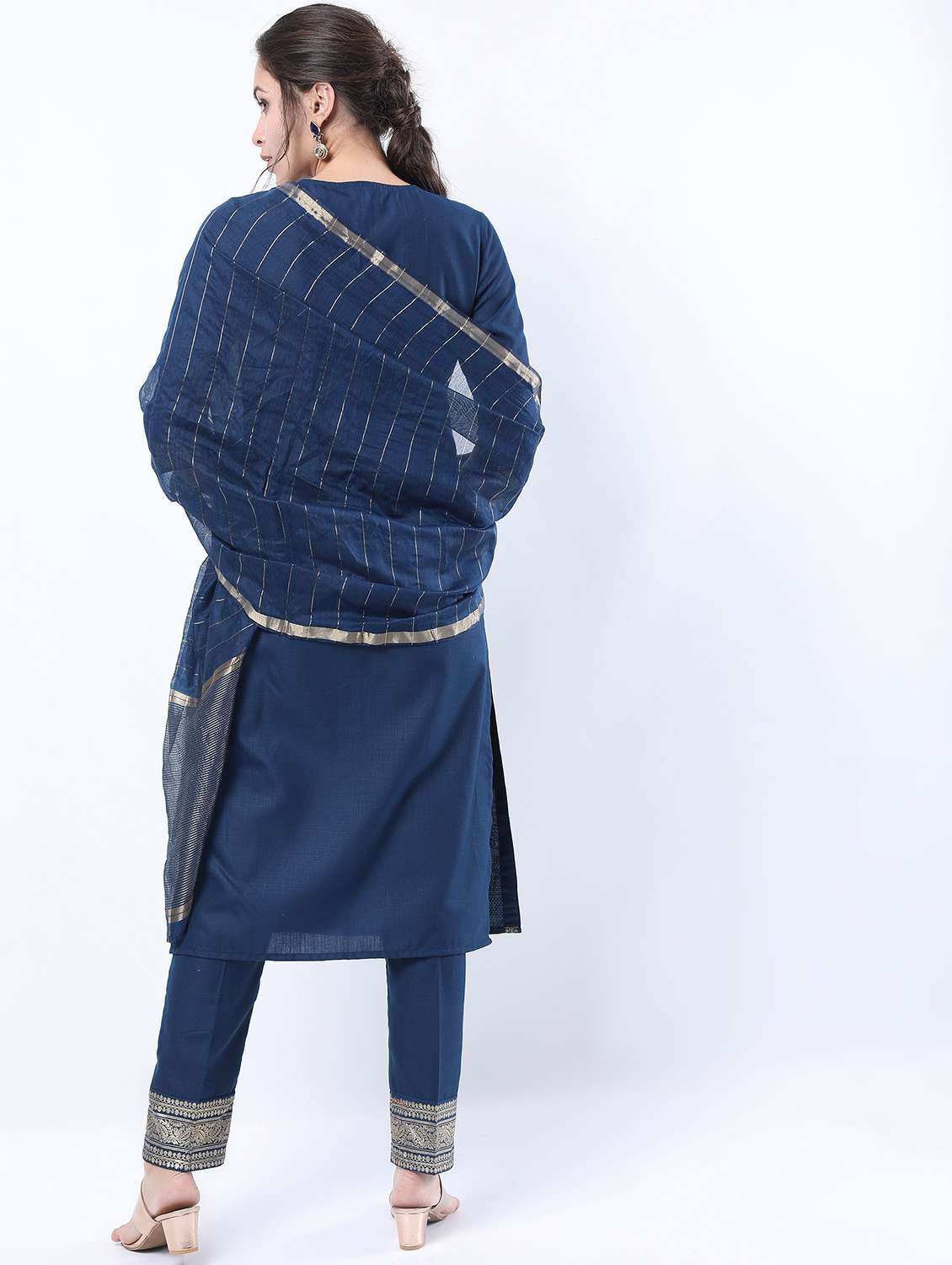 navy blue self-designed kurta pant set - 21488346 -  Standard Image - 2