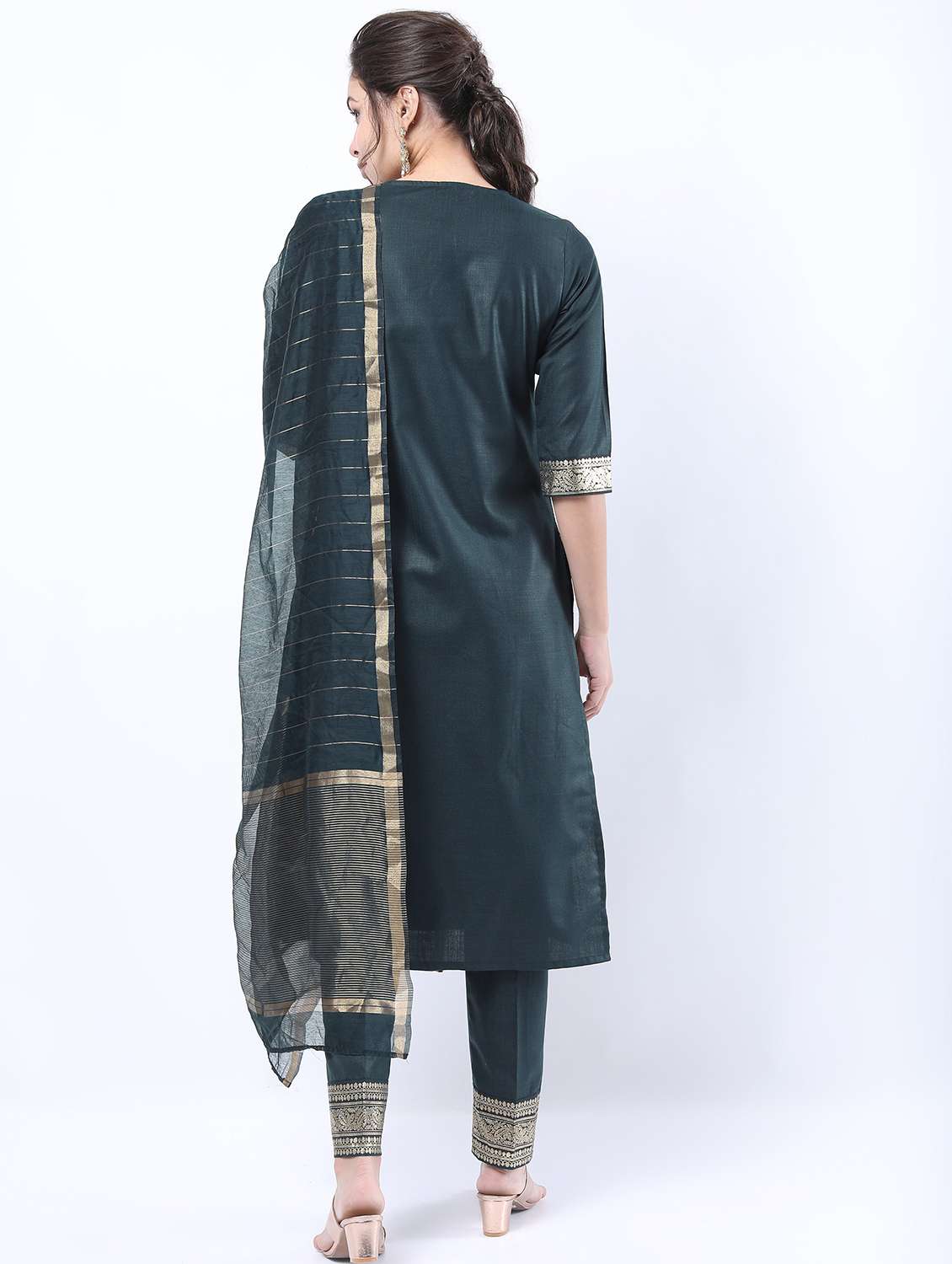 women teal kurta pant set with dupatta - 21488348 -  Standard Image - 2