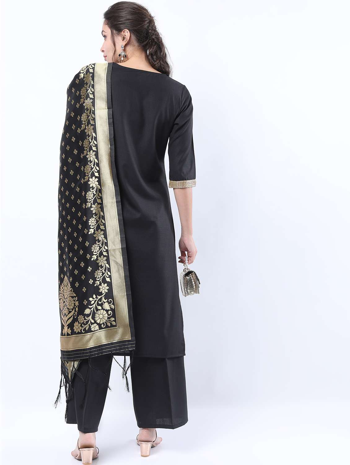 women black kurta palazzo set with dupatta - 21488353 -  Standard Image - 2