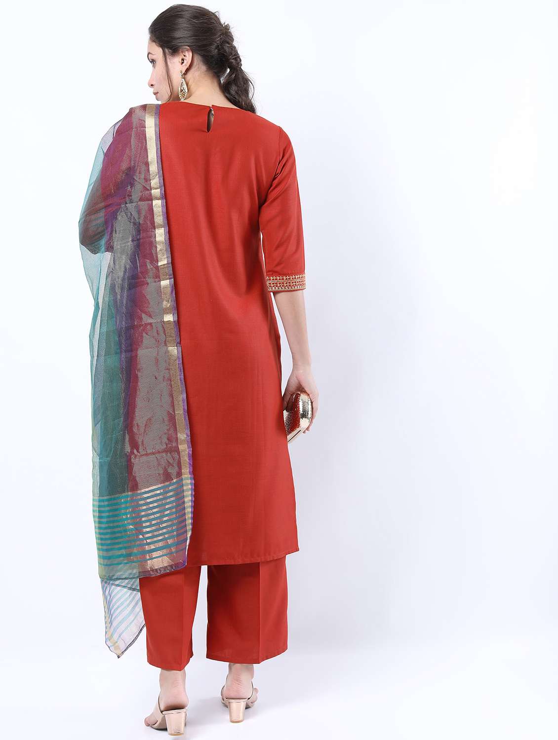 women red kurta palazzo set with dupatta - 21488356 -  Standard Image - 2