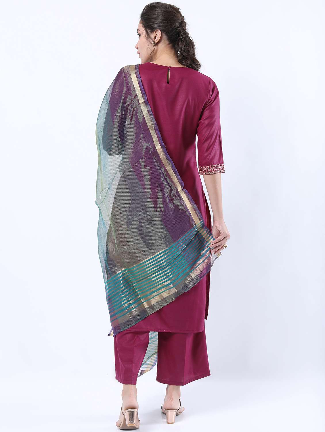 women pink kurta palazzo set with dupatta - 21488360 -  Standard Image - 2