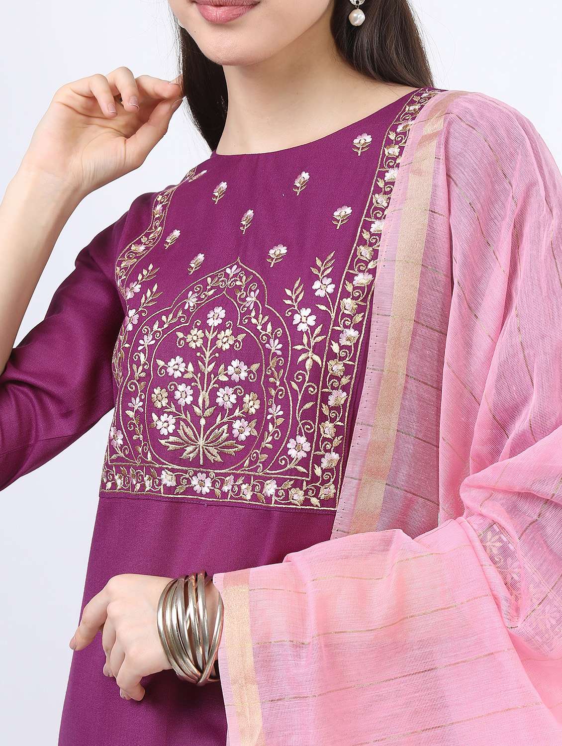 purple self-designed kurta pant set - 21488364 - Standard Image - 2