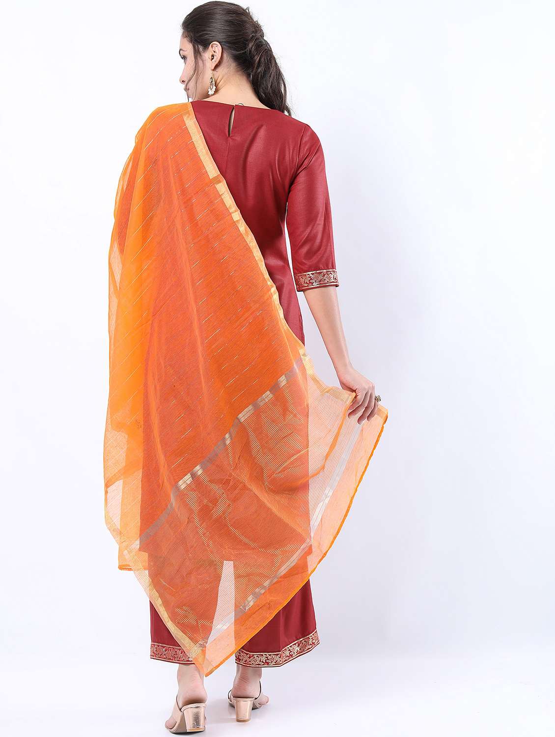 women red kurta palazzo set with dupatta - 21488381 -  Standard Image - 2