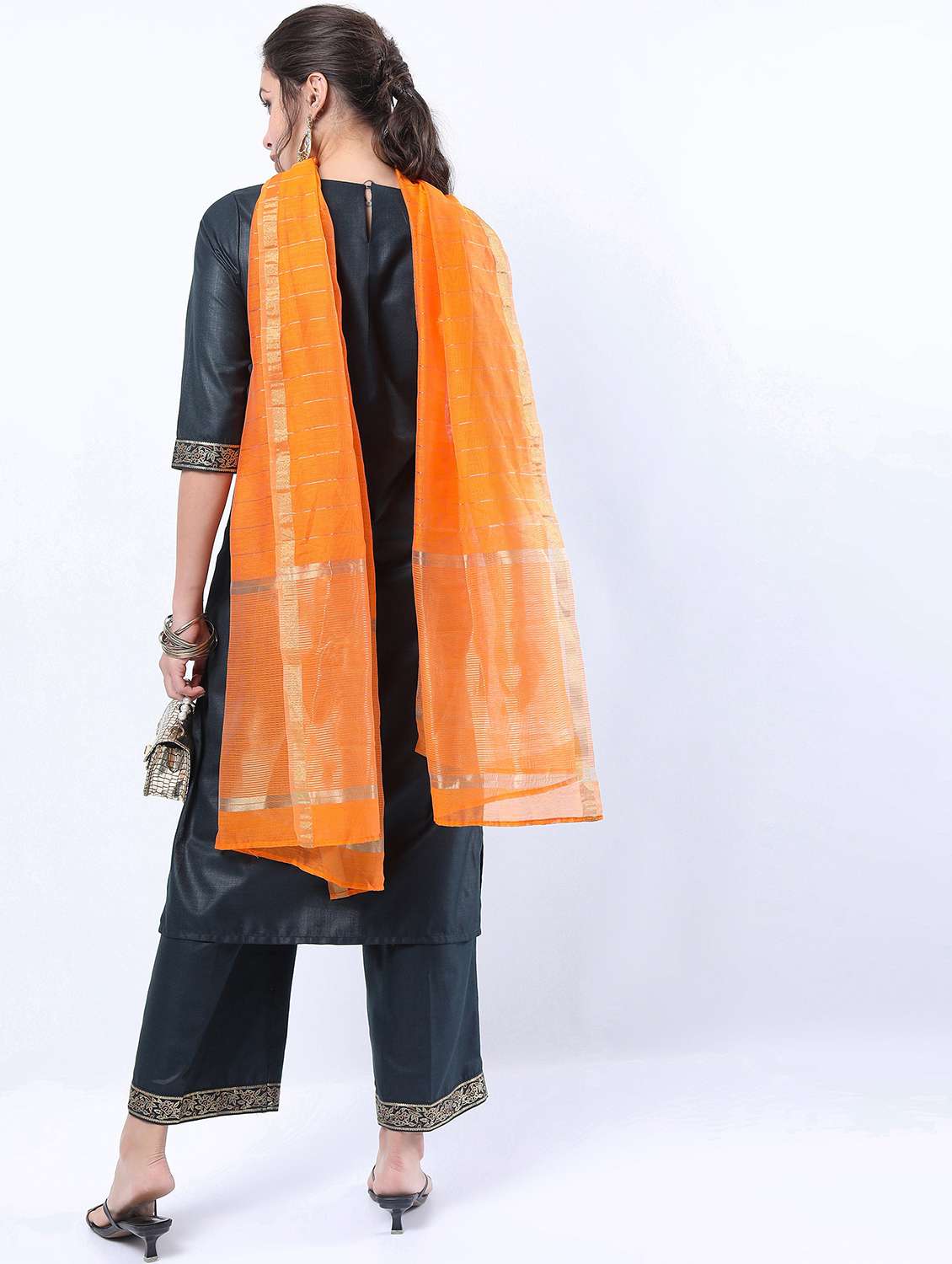 women round neck kurta palazzo set with dupatta - 21488382 - Standard Image - 2