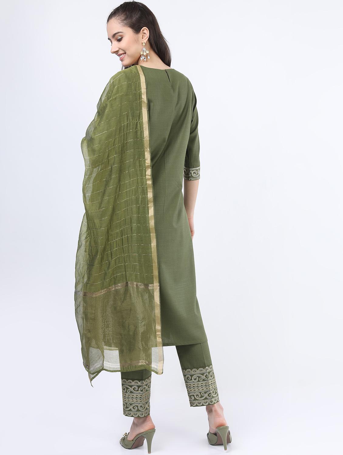 women green kurta pant set with dupatta - 21488386 - Standard Image - 2