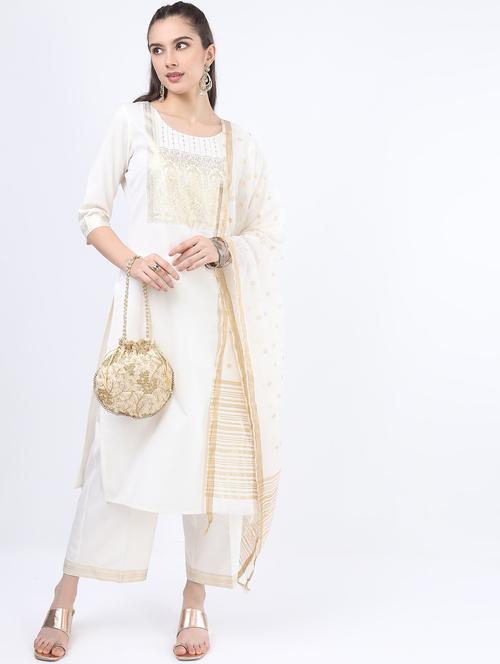 women white kurta palazzo set with dupatta - 21488411 - Standard Image - 0