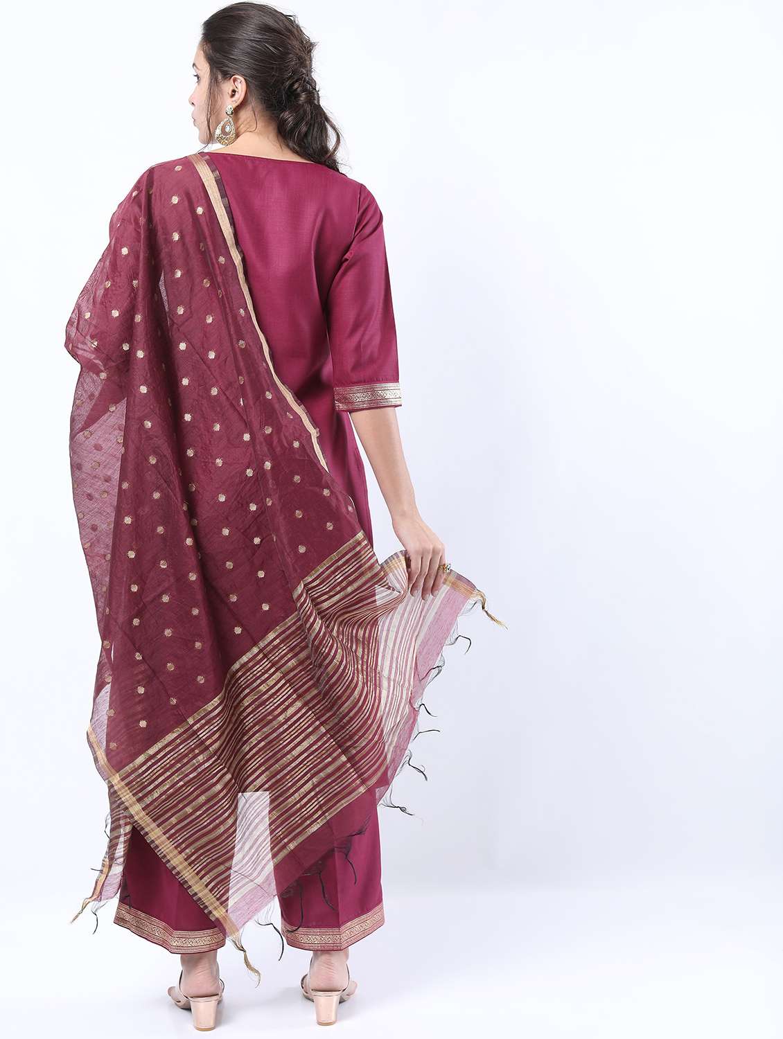 women magenta kurta pant set with dupatta - 21488413 -  Standard Image - 2